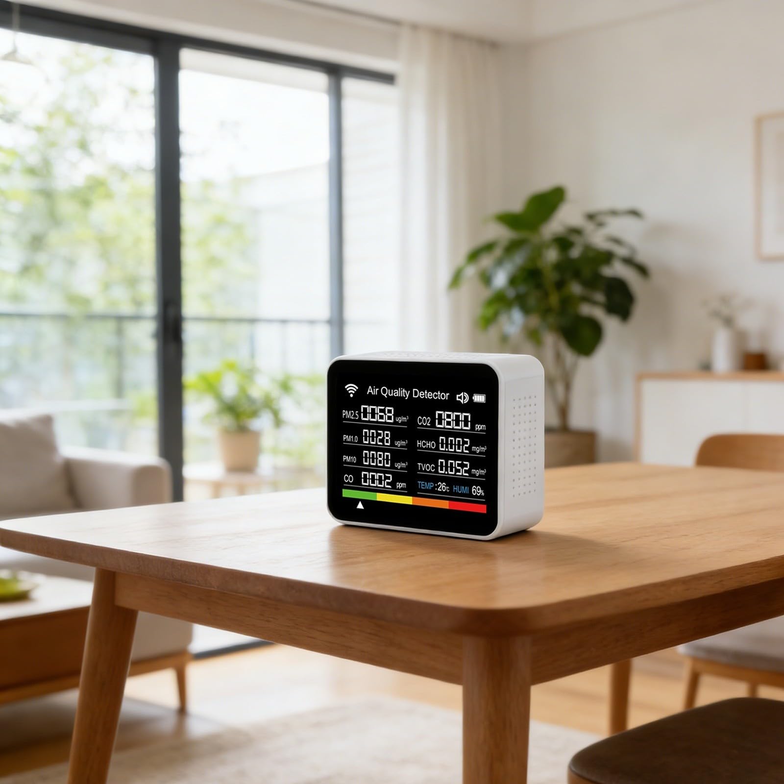 KiraKira Monitor jakości powietrza 15 w 1, czujnik HCHO TVOC PM2,5 z wyświetlaczem 7,1 cm, miernik wilgotności powietrza, WiFi do sterowania aplikacją Tuya, środowisko domowe i biurowe (biały)