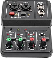 Vista 55 de Mini mezcladores de DJ de 5 canales, mezclador de audio en vivo, tablero de sonido con USB, interfaz de audio con 48 V Phantom Power Sonidos