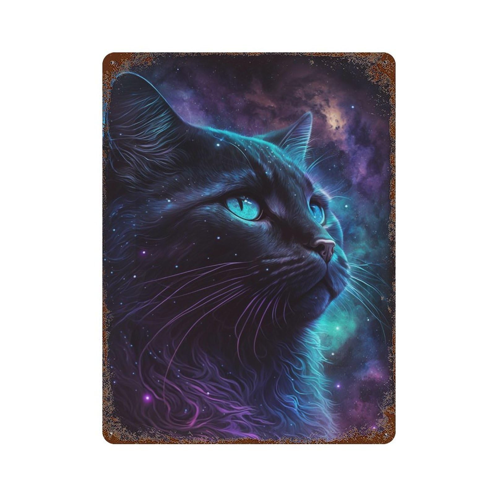 Cosmic Cat Portrait-46 Retro Metal Sign 15.7"x11.8", Ideal for Basement, Hobby Room And Garage Decor