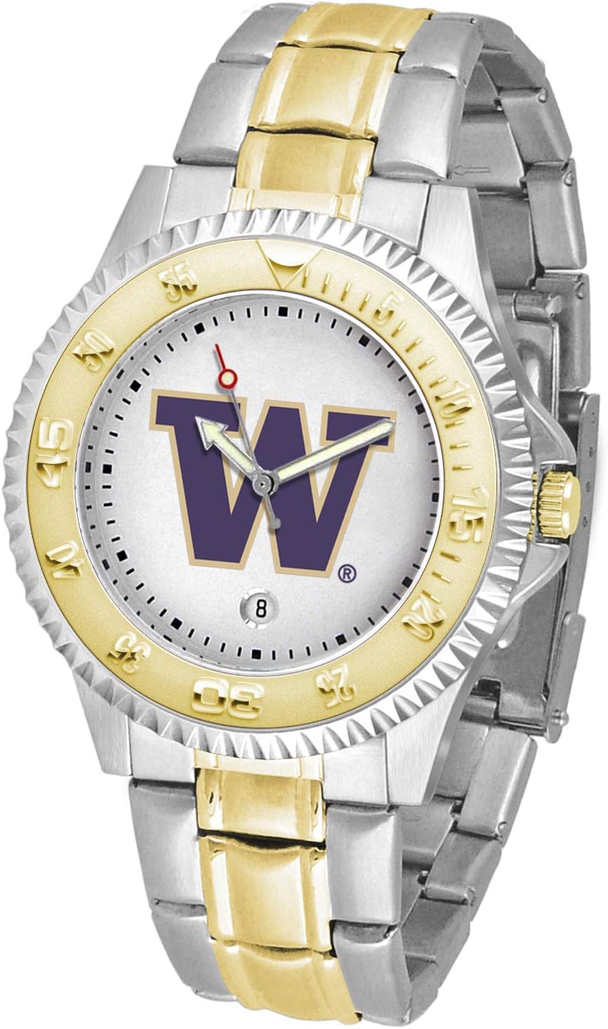 SunTime Washington Huskies Men's Competitor Steel Watch Two-Tone Gold/Silver