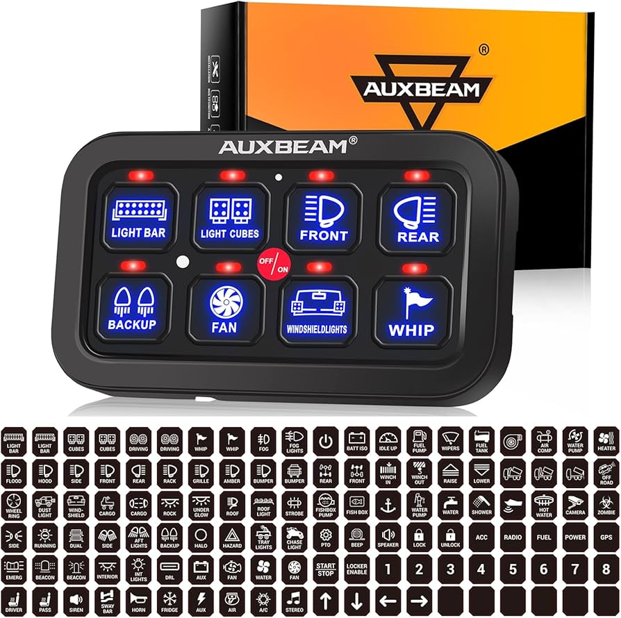 AUXBEAM 8 Gang スイッチパネル コントロールパネル BA80 Amazon.com: Auxbeam 8 Gang Switch Panel BA80, Universal