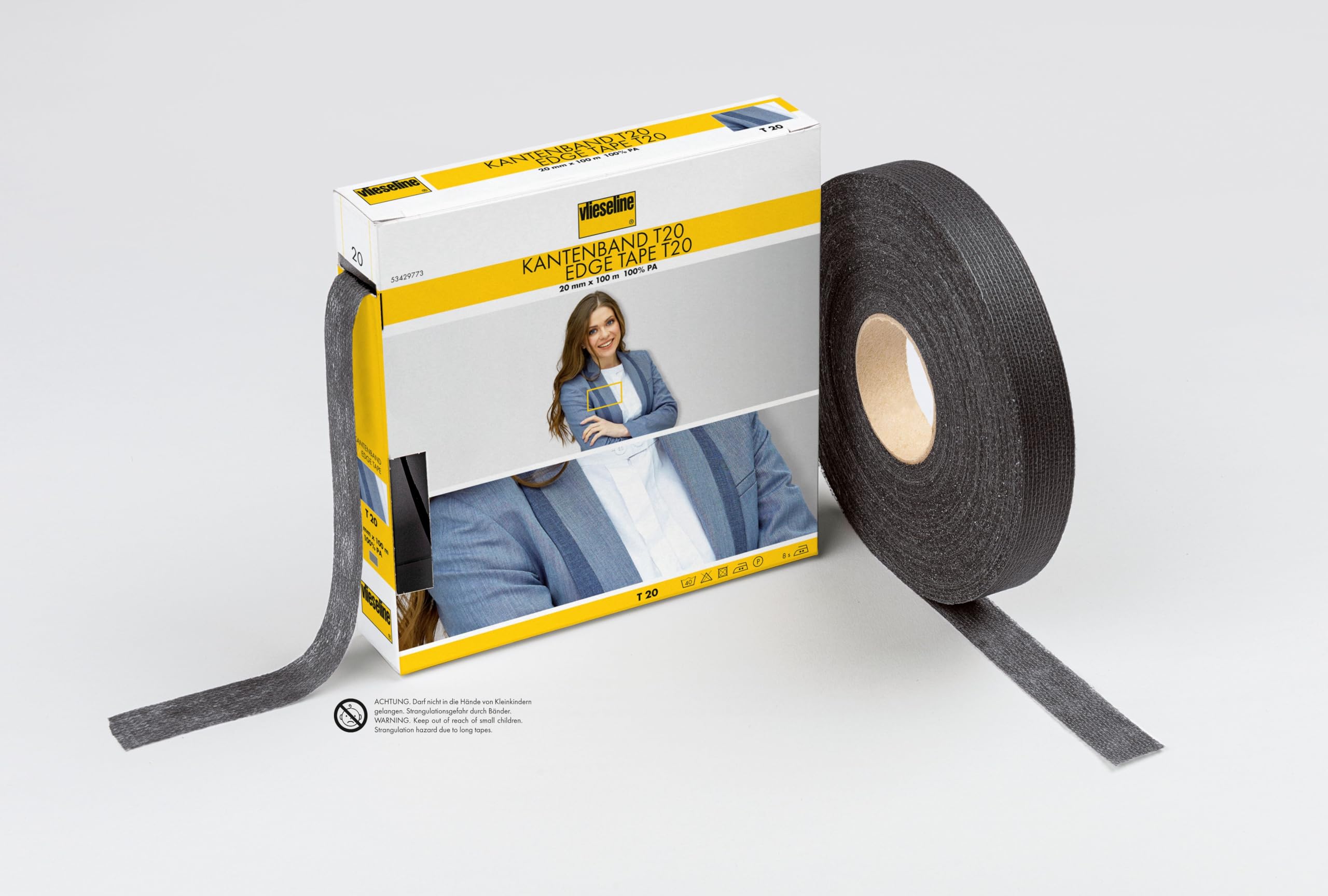 Vlieseline Graphite Edging Tape, 70% Polyamide, 30% Polyester, 2 Cm X 100 M, 53386051