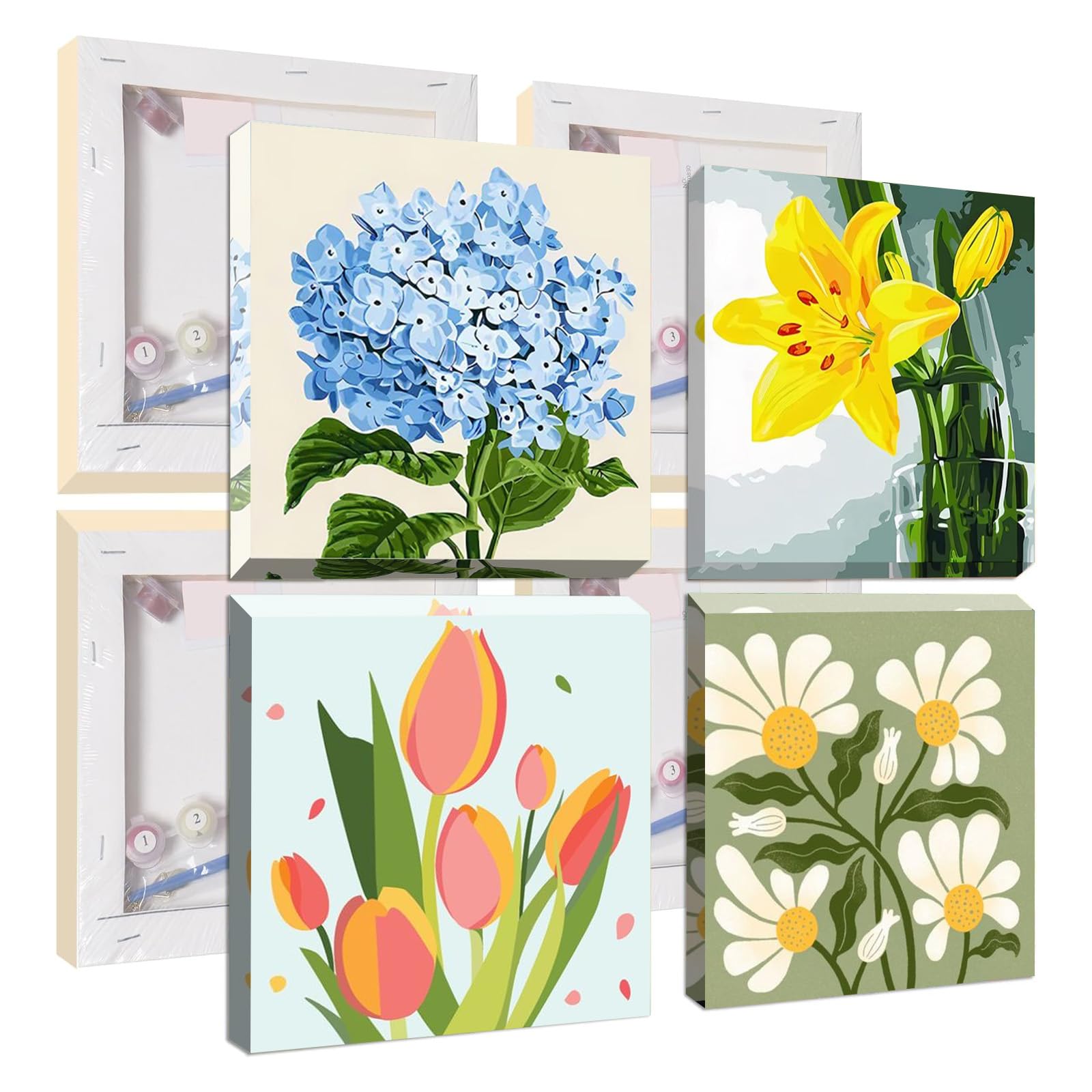 Pack De 4 Kits De Pintura Por Números NAIMOER | Paisajes Turísticos Con Marco De Madera 20x20cm | Para Adultos Y Niños
