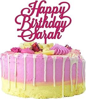 PERSONALISED Happy Birthday with ANY NAME Cake Topper - Birthday Party Decorations - Personalise with ANY NAME - 3mm Thick Food Safe Acrylic Cake Decoration - Lots of Colours