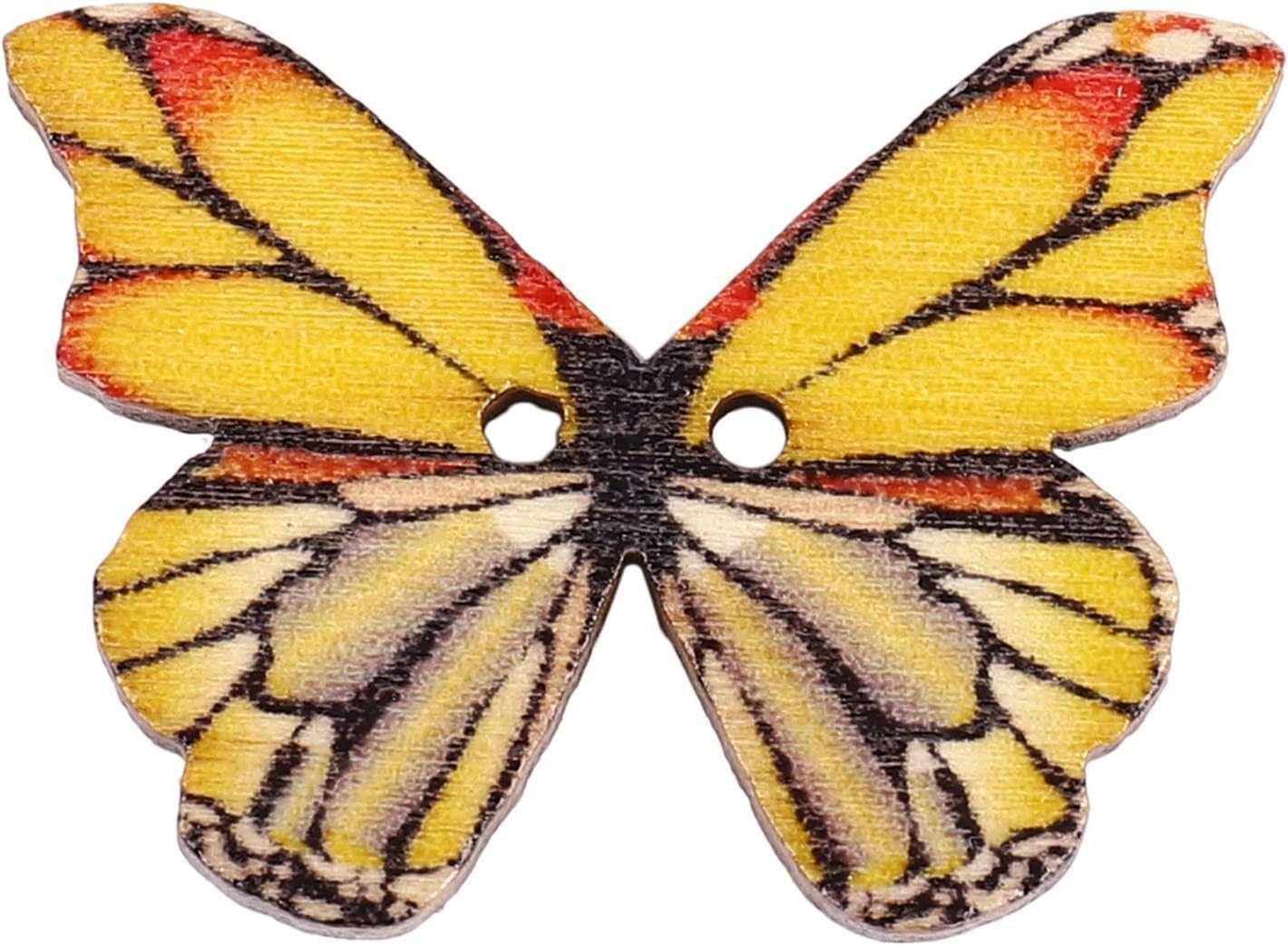 50Pcs 2 Holes Mixed Butterfly Wooden Button Sewing Scrapbooking DIY Craft Fasteners image 2
