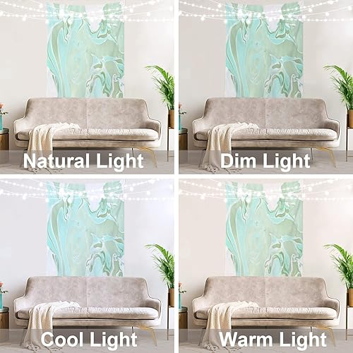 Miniatura 6 de Shrahala Tapiz de pared de mármol verde menta, textura tintada de mármol turquesa azul pastel para colgar en la pared, tapiz grande decorativo de