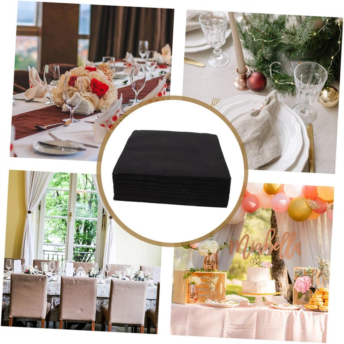 Luxshiny Disposable Hotel Napkins Black 40x40cm Thick Paper Napkins for Wedding Reception Party Supplies 100pcs Disposable Table for Home and Event Decor