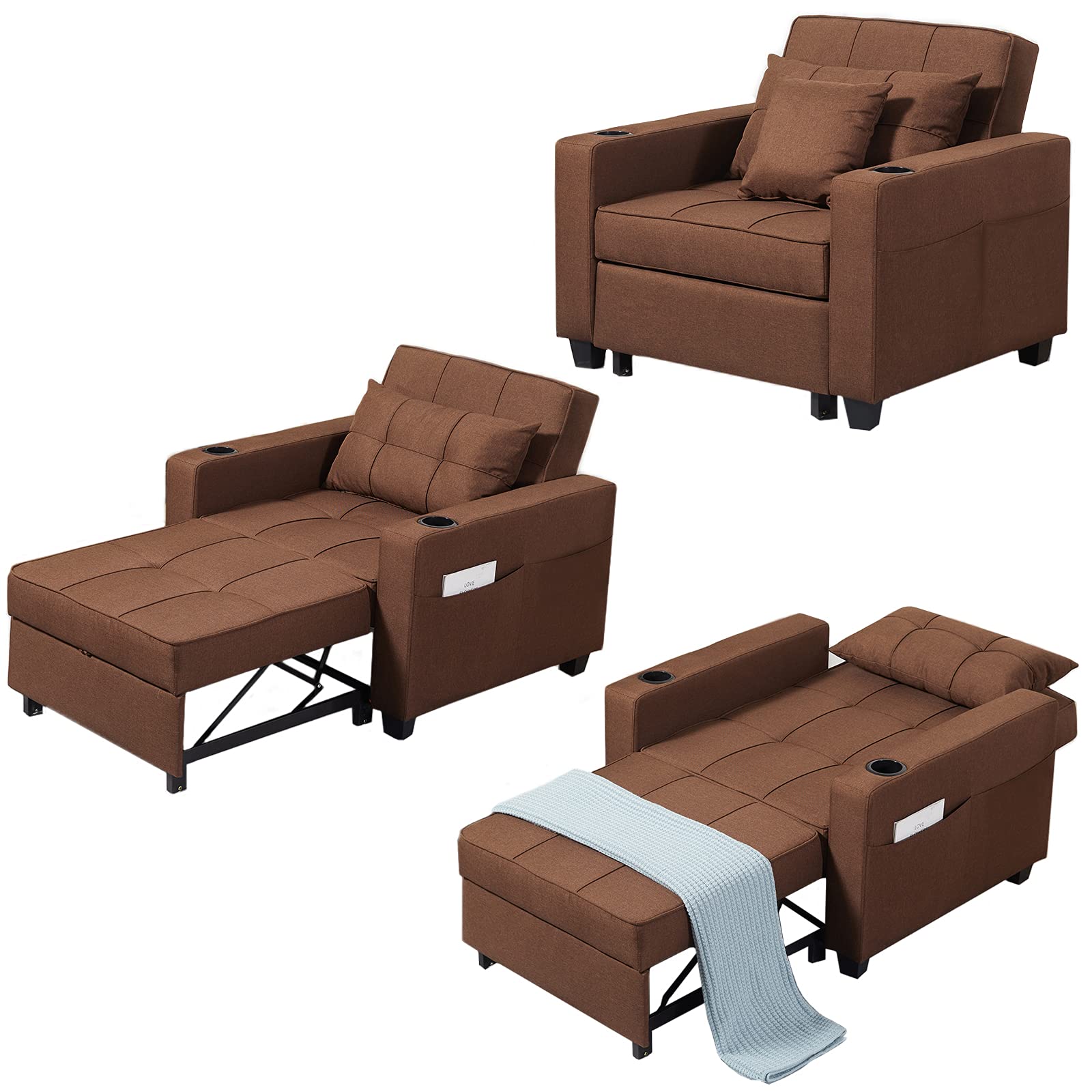 DURASPACE Futon Chair Bed Sleeper Convertible Chair 3in1 Adjustable