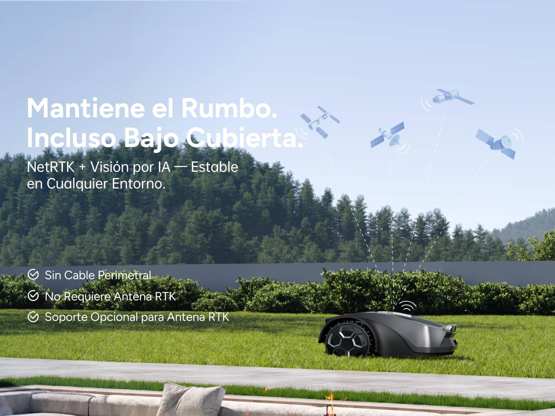 IGarden Z4 Robot Cortacésped Inteligente Inver X Serie Z sin Cable RTK con IA, mapeo con IA hasta 1500 m², detección de obstáculos y Control por App