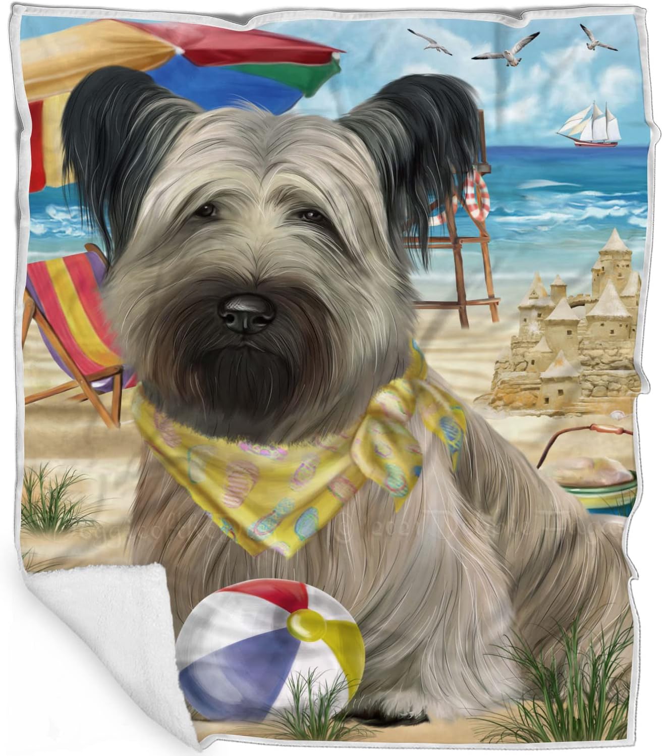 Pet Friendly Beach Skye Terrier Dog Blanket - Lightweight Super Soft Cozy and Durable Bed Blanket - Animal Theme Fuzzy Blanket for Sofa Bed Couch BLNKT56906 (50x60 Sherpa)