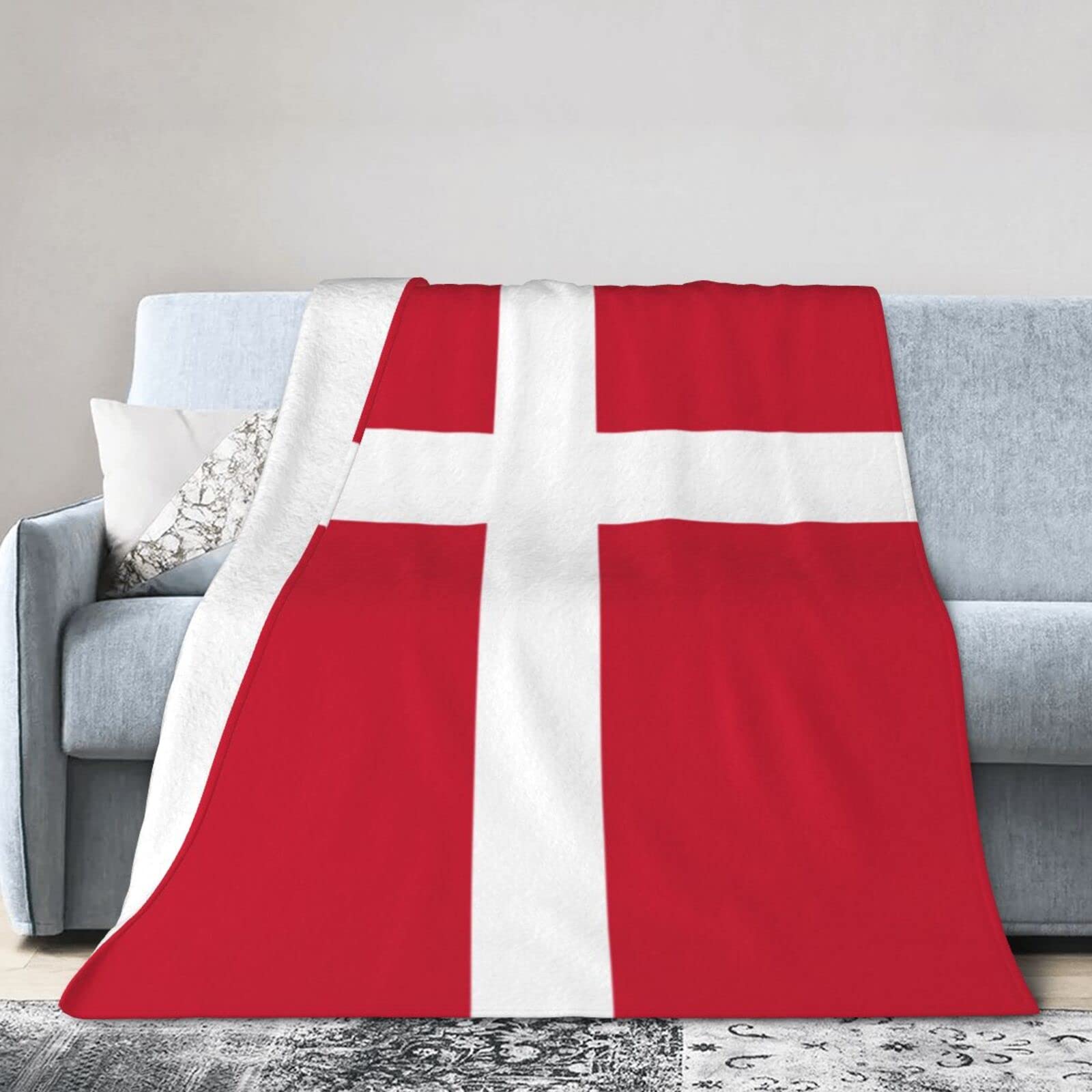 Melbrakin Denmark Flag Blanket Throw Blanket Flannel Fleece Blanket Soft Fuzzy Lightweight Blanket For Sofa Bedroom Couch 50"X40"