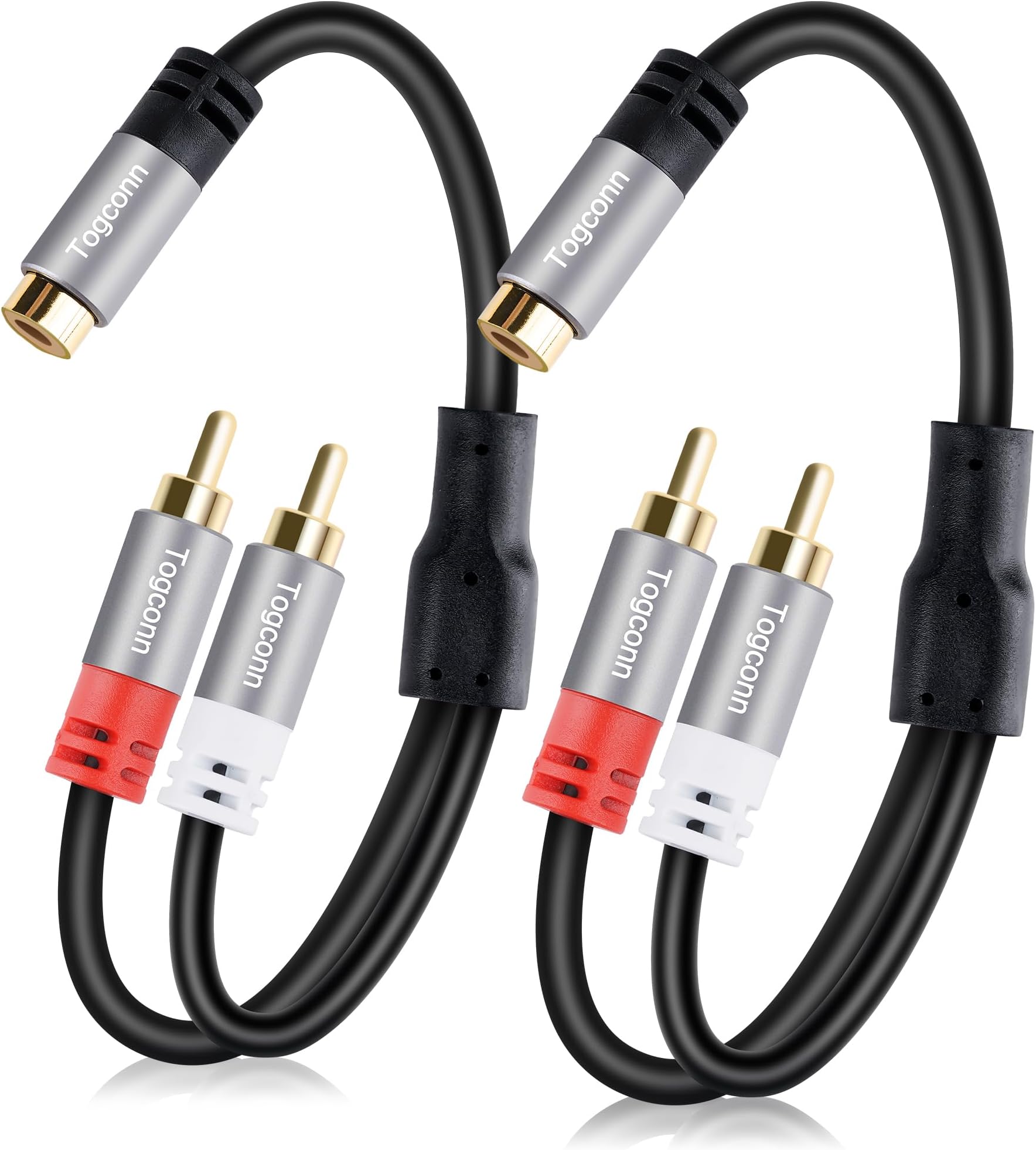 RCA Y-Adapter Splitter Cable 2Pack,1 RCA Female to 2 RCA Male Stereo Audio Video Subwoofer Car Audio Cable Y Splitter Adapter Extension Cord for Home Theater, Hi-Fi System, Amplifier, Speaker-0.6 Feet