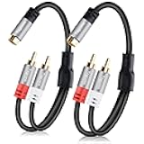 RCA Y-Adapter Splitter Cable 2Pack,1 RCA Female to 2 RCA Male Stereo Audio Video Subwoofer Car Audio Cable Y Splitter Adapter Extension Cord for Home Theater, Hi-Fi System, Amplifier, Speaker-0.6 Feet