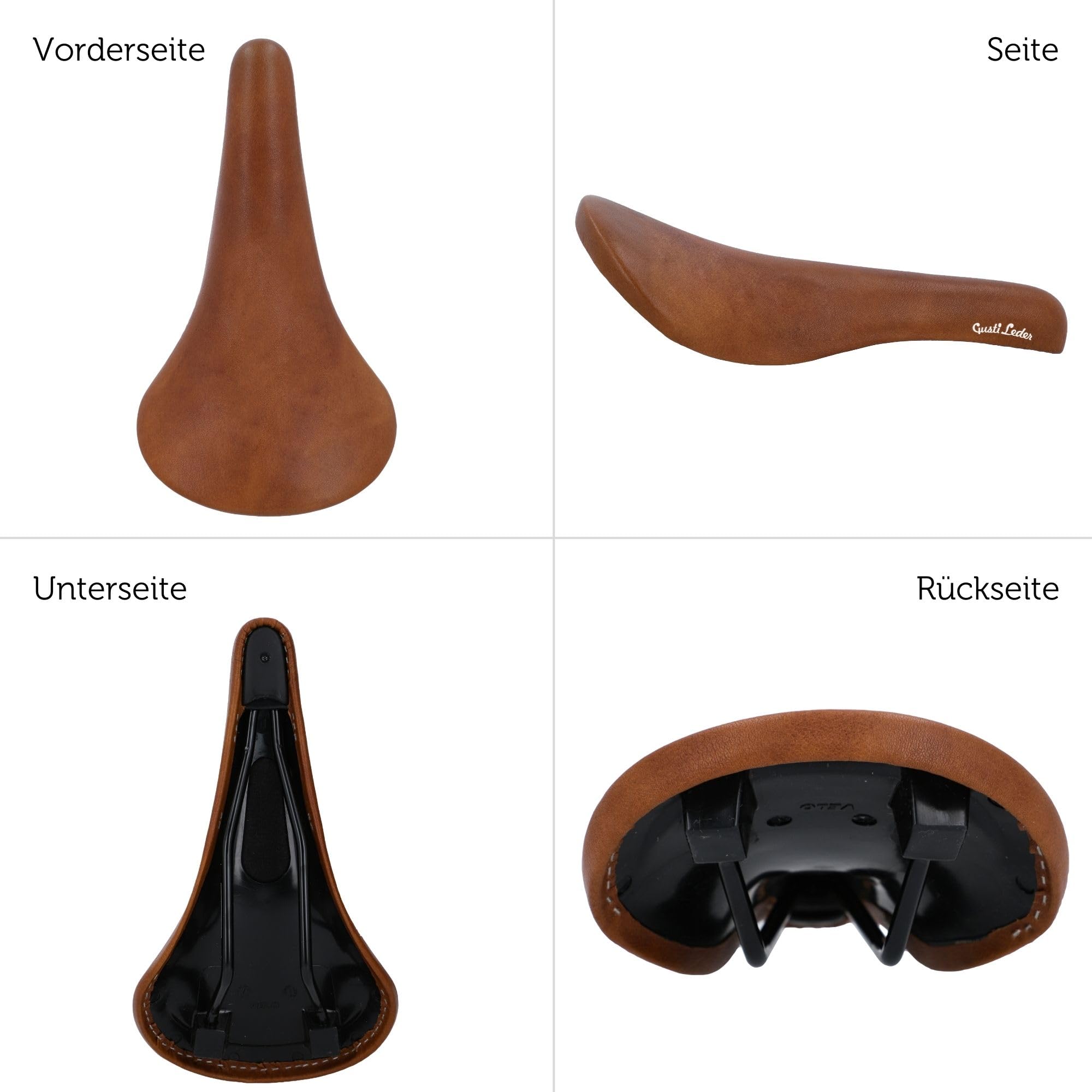 Gusti Sattel Echtes Leder - Sean Y. Leder Fahrradsattel Ledersattel Retro Design weich Sattel Cityrad Rennrad Trekkingrad