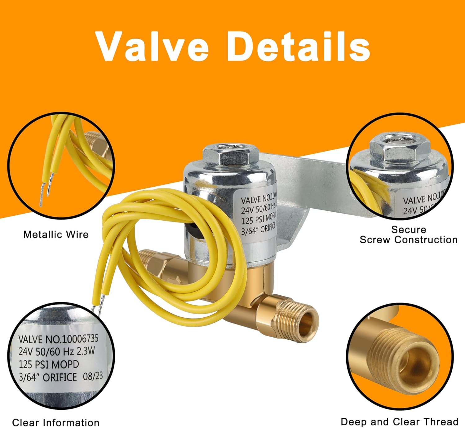 4040 Humidifier Solenoid Replacement Water Valve A2012-S118 for Aprilaire Whole House Model 400, 550, 558, 600M, 600, 700, 700M, 768, 760A Replaces B2035-S2 B2035-S5 B2035-S54-24V 2.3W 60 HZ, Yellow