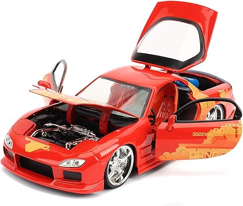 Miniatura 3 de Jada Toys Fast & Furious 1:24 Orange JLS Mazda RX-7 - Coche fundido a presión, juguetes para niños y adultos (30747)