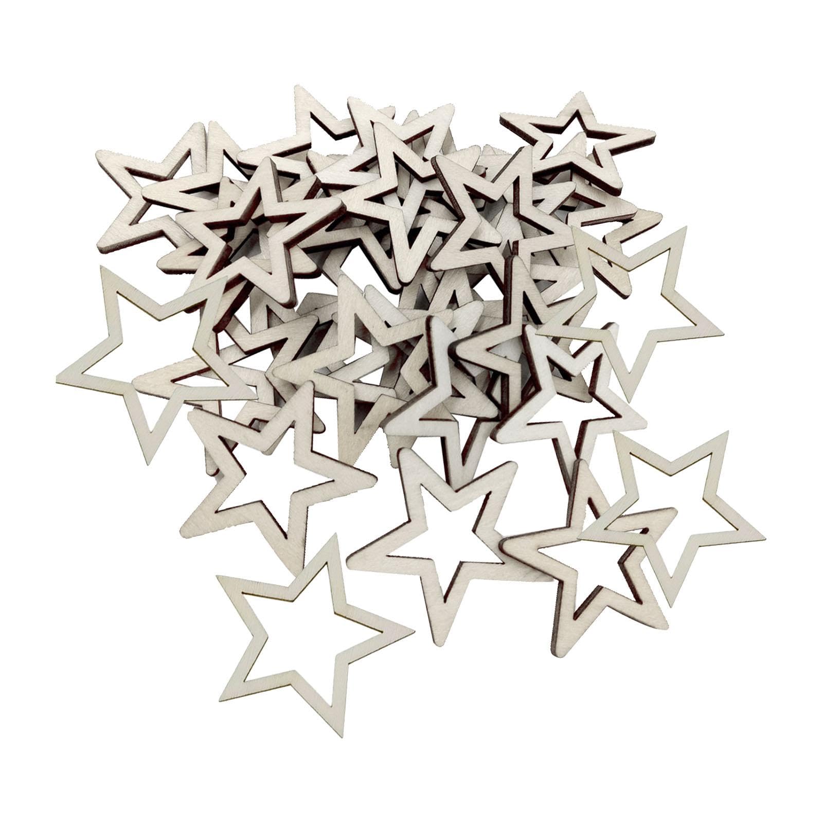 50Pcs Hollow Star Unfinished Wood Pieces Wooden Ornaments for Party Supplies 3cm-image-10