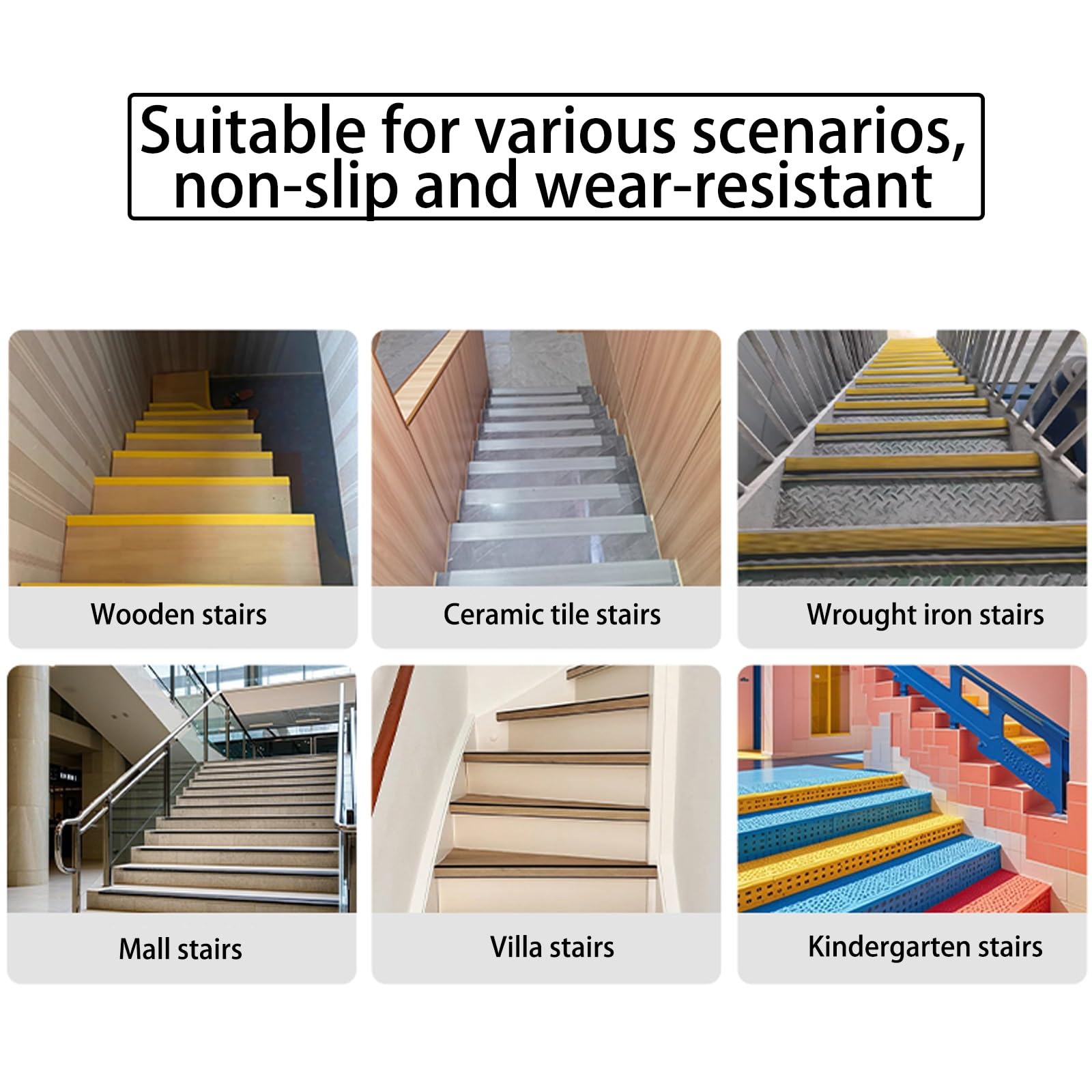 Antideslizante Escaleras Antideslizante, cinta antideslizante escaleras, Protectores de Madera Antideslizantes y absorbentes del Sonido, Para Peldaños Exteriores(Green,6CM/2.3IN)