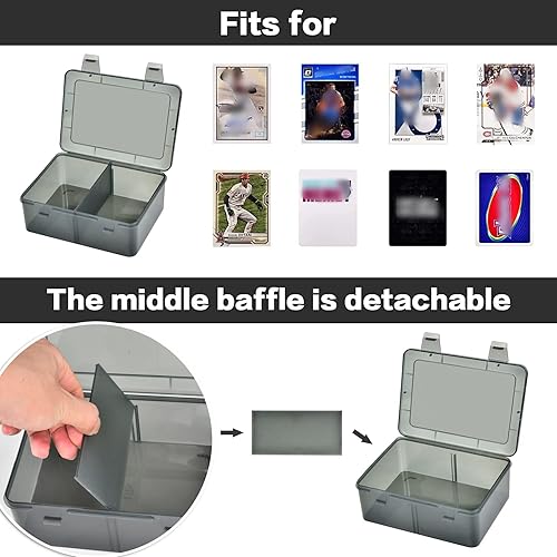 Miniatura 2 de ALCYON Caja de almacenamiento de tarjetas de béisbol, organizador de tarjetas deportivas, estuche de plástico duro compatible con béisbolfútbolpara