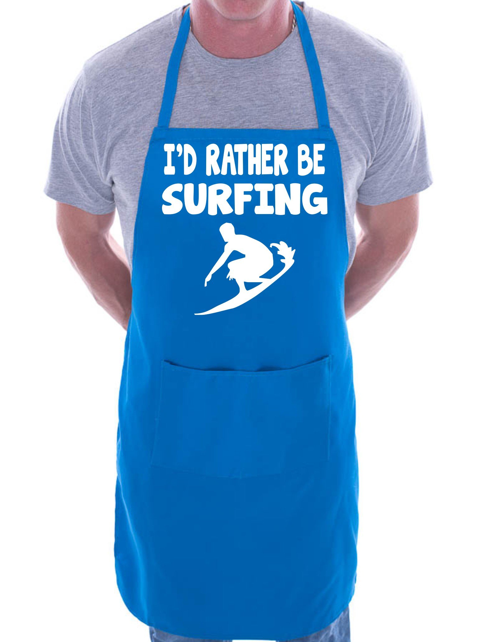 Print4U I'd Rather Be Surfing BBQ Cooking Funny Novelty Apron Blue