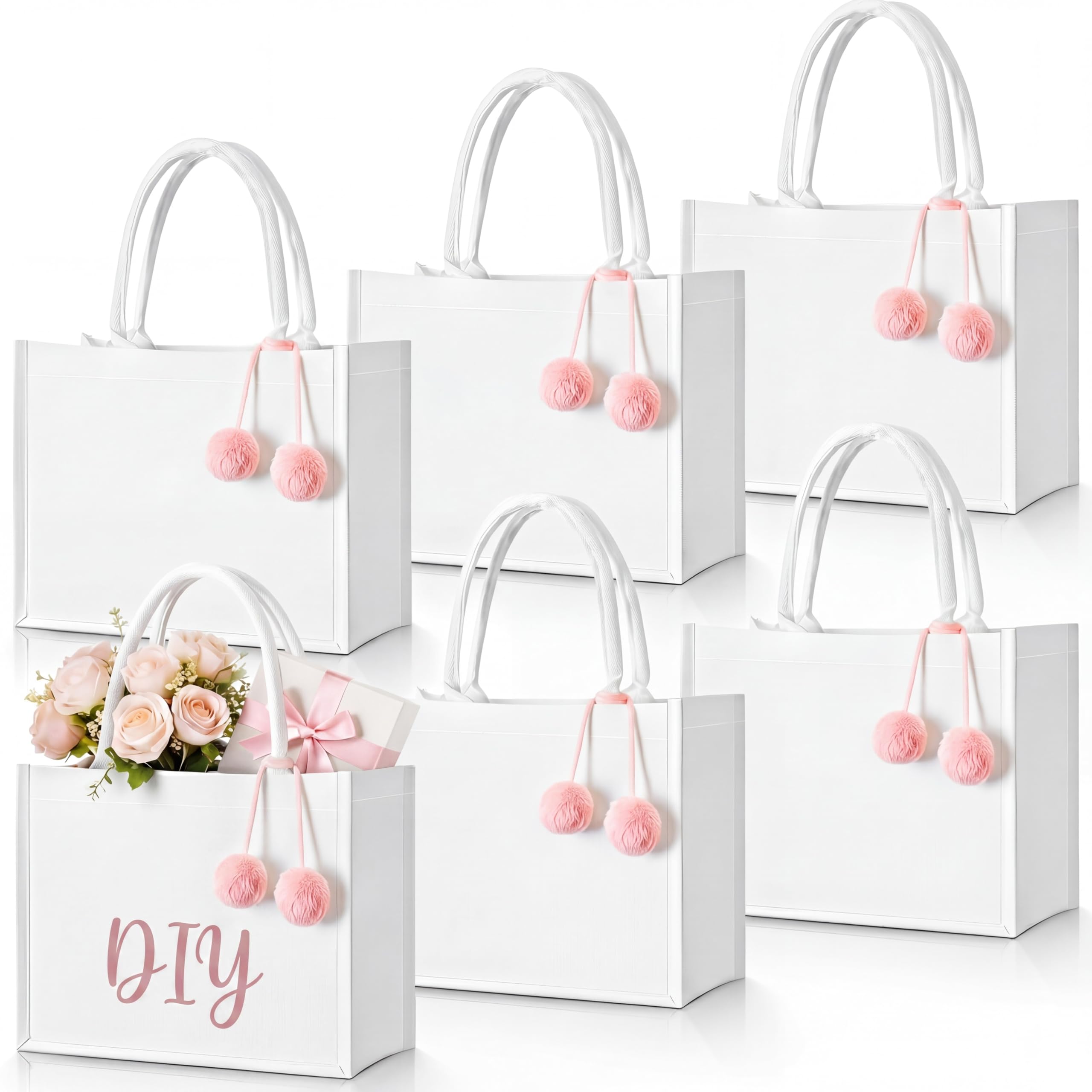Paterr 6 Pack Bridesmaid Canvas Tote Bags DIY Blank