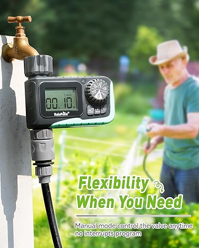 Miniatura 7 de RAINPOINT Temporizador de aspersor al aire libre, temporizador de agua para manguera de jardín, temporizador de riego programable con retardo por