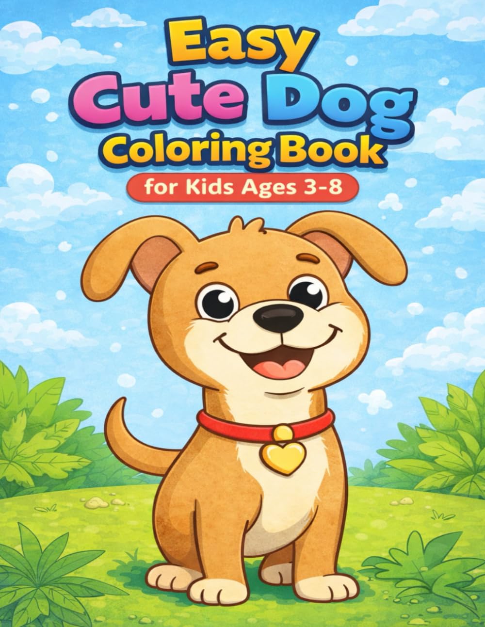 Easy Cute Dog Coloring Book for Kids Ages 3–8: Fun and simple dog coloring pages for kids ages 3–8 to enjoy creativity, learning, relaxation, and happy screen-free fun