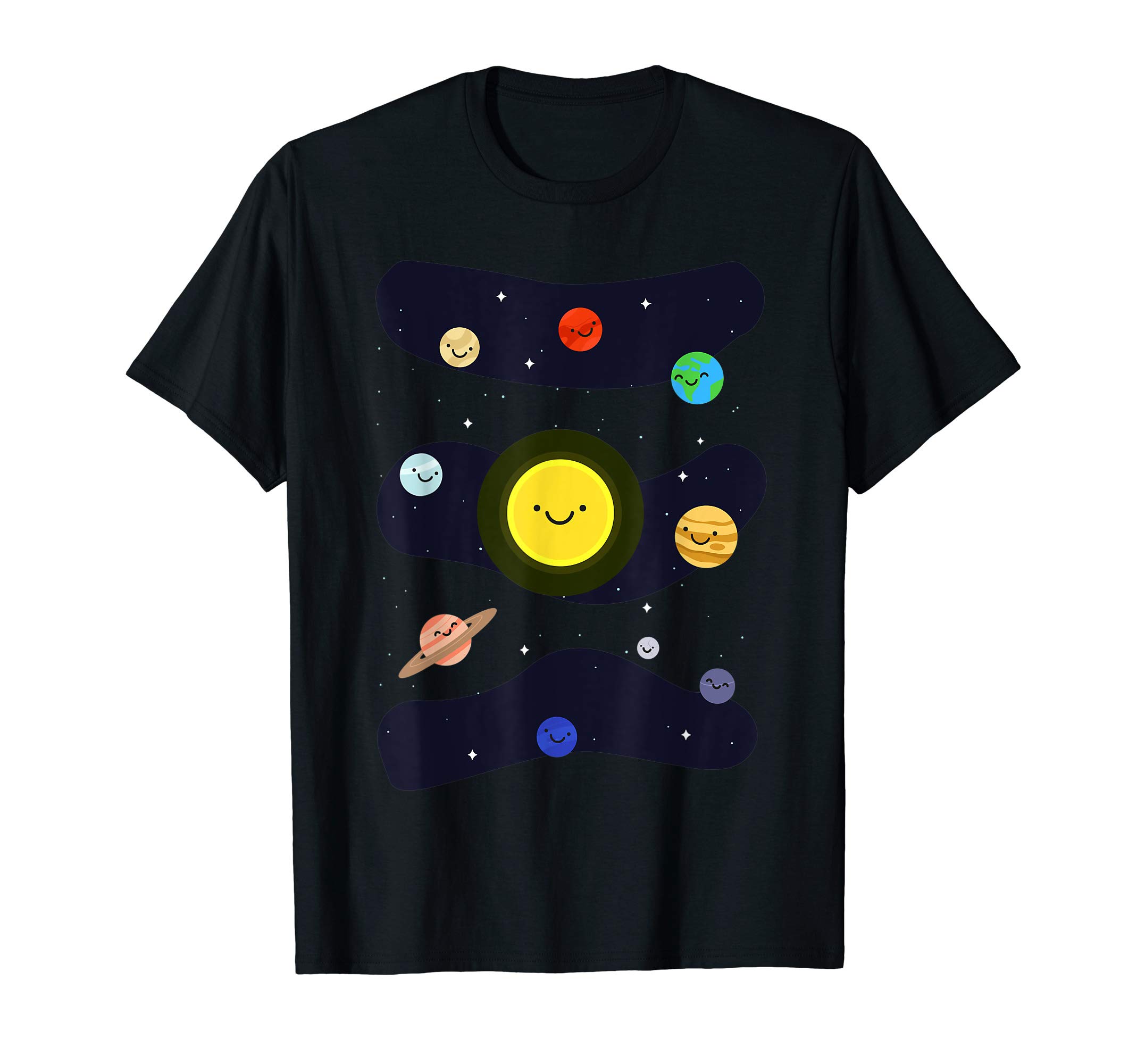 Space GiftsSolar System with Stars and Smiling Planets T-Shirt T-Shirt
