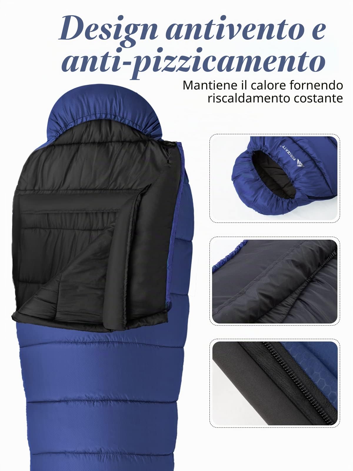 Forceatt Sacco a Pelo 0~20°C 4 Stagioni(210x80CM/1.8KG) Sacco a Pelo Invernale Mummia per Adulti, Sacco a Pelo 0 Gradi Impermeabile e Antistrappo,Ldeale per Campeggio ed Escursioni.