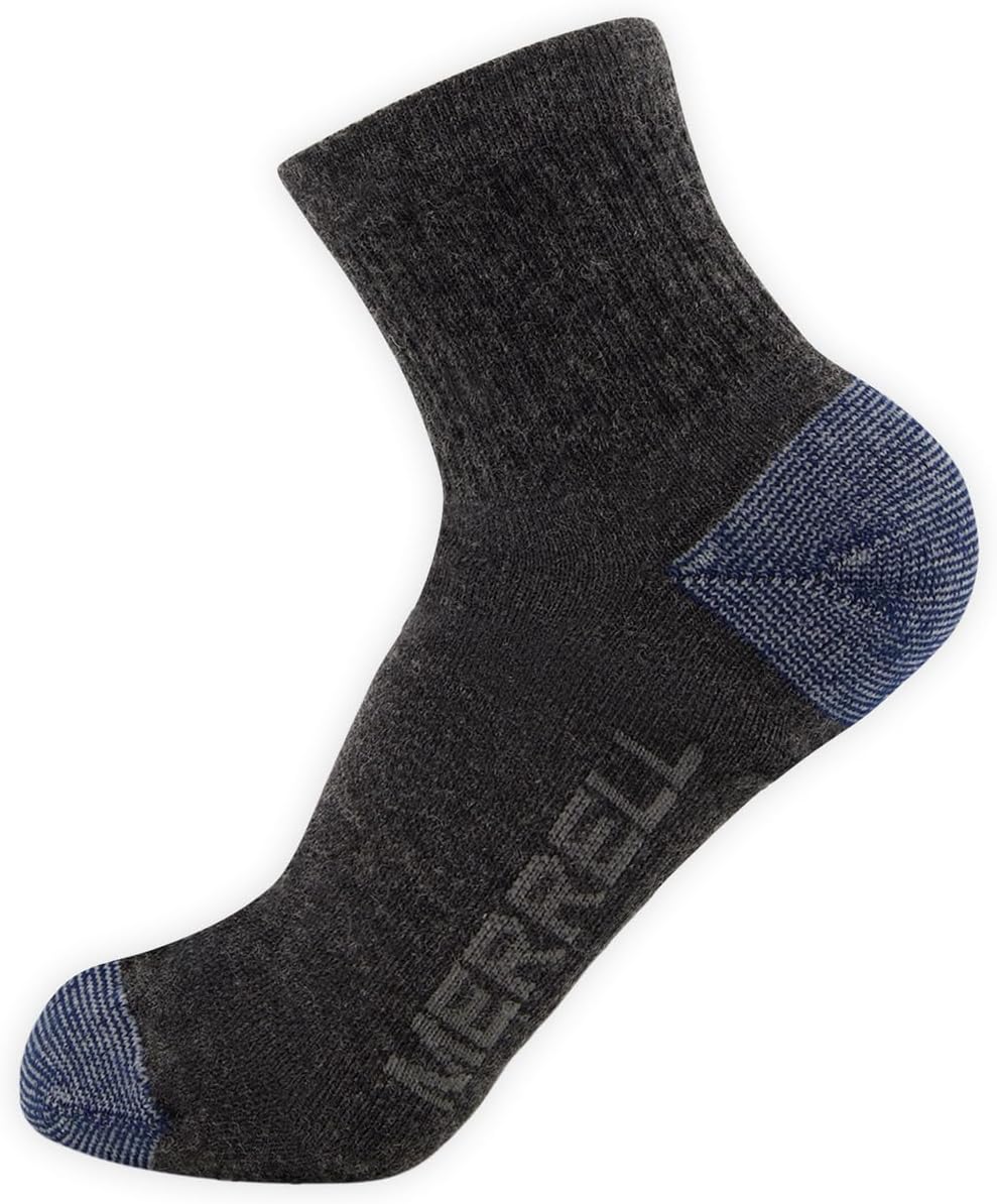 Merrell Unisex's 3-pack Trekker Outdoor Ankle Socks, Mid-Height Wool Blend Trail Socks Multi-Pack