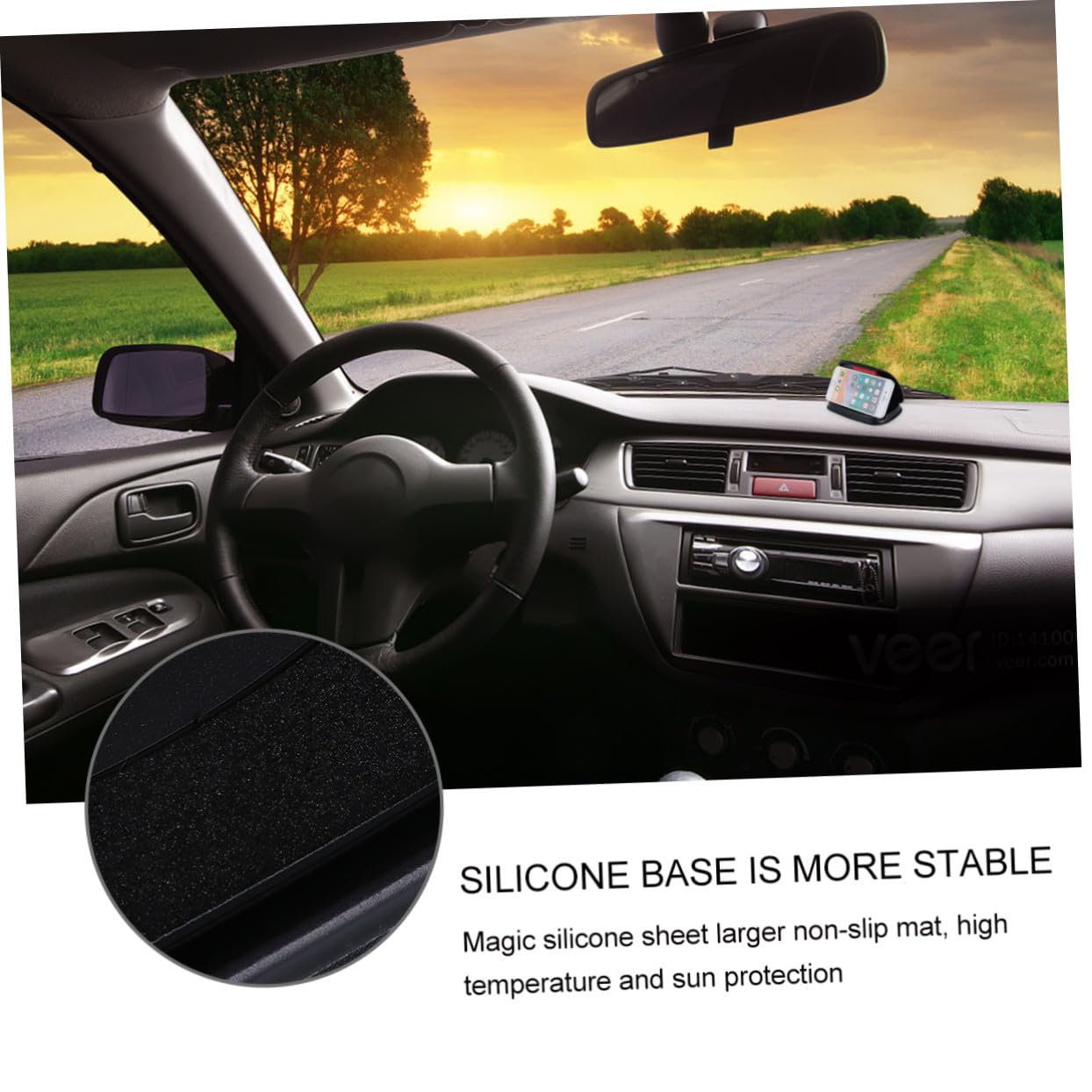 Supporto per Smartphone da Pannello Auto con Silicone Adesivo Lavabile Montaggio Stabile Clip Mobile Antiscivolo per Auto Camion e Suv Nero Small