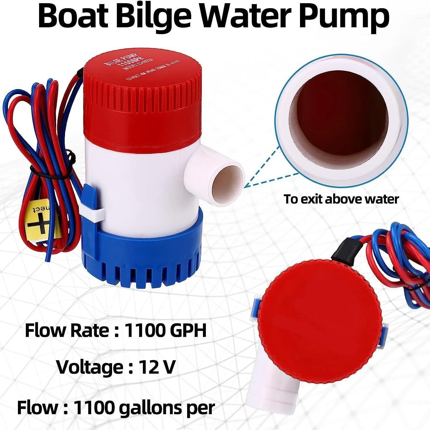 Gas diésel benzinpumpe Bomba de agua vacío 12V, bomba sentina sumergible para barcos marinos, utilizada en casas rodantes hidroaviones Gas diésel benzinpumpe(1100GPH)