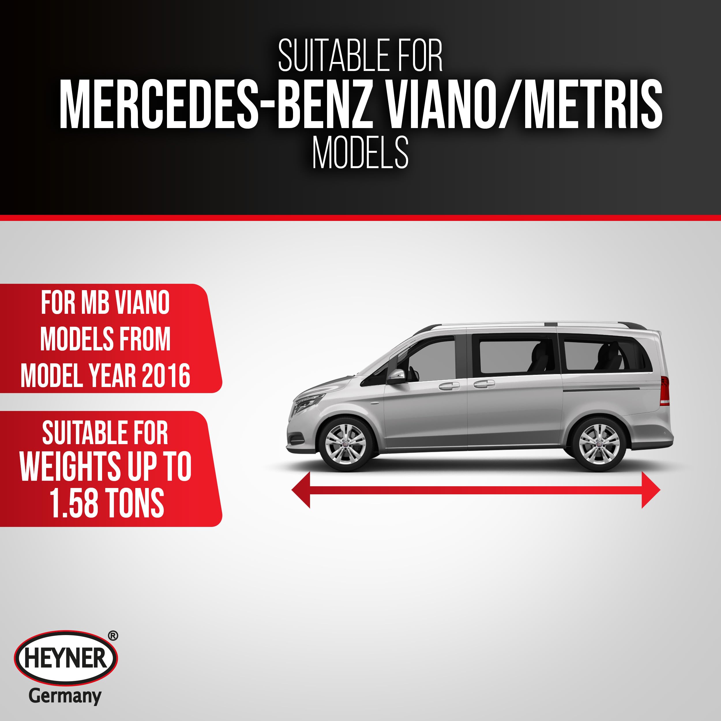 HEYNER® Podnośnik nożycowy 1,6 t do Mercedes-Benz Viano Metris z mechanizmem zapadkowym