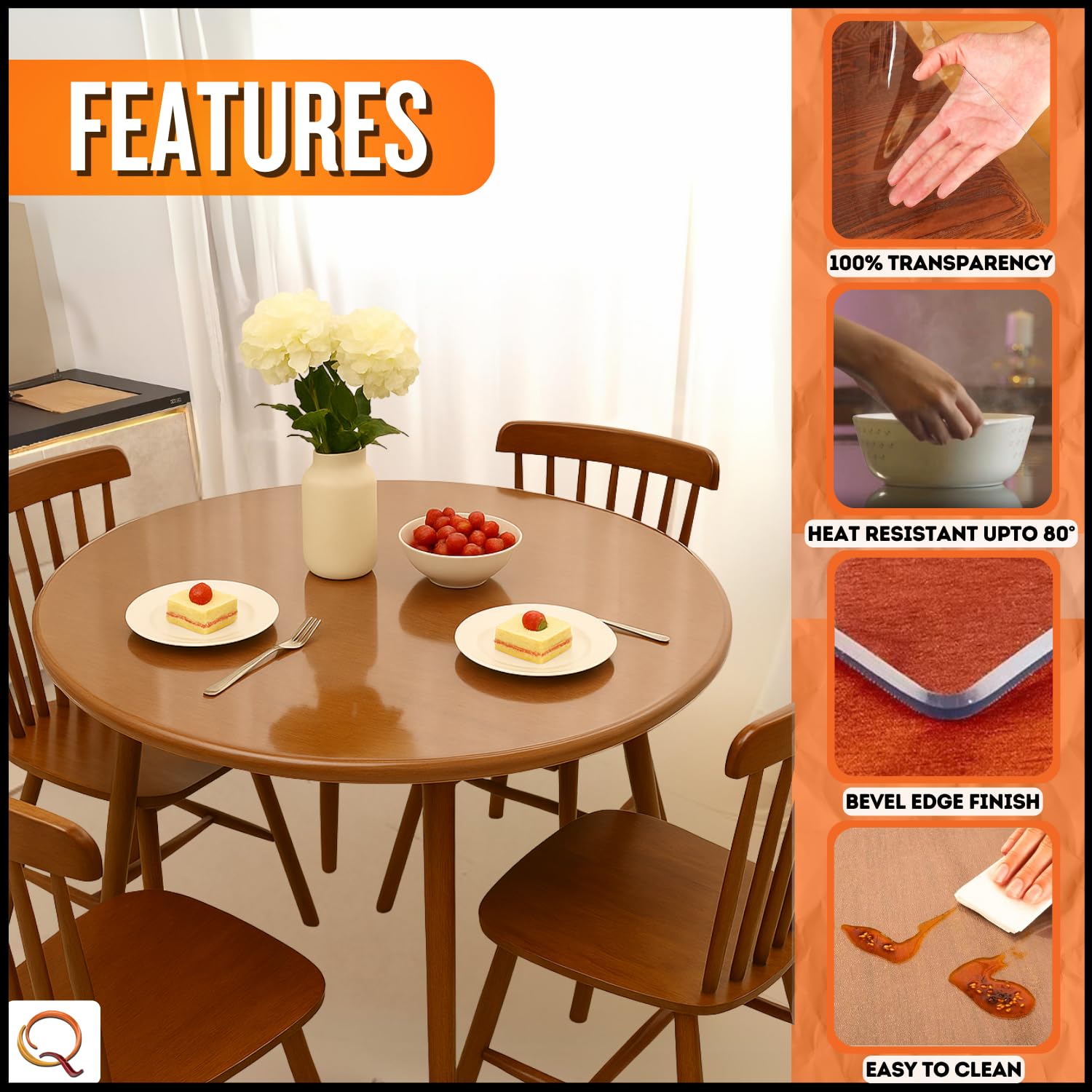 Qlarity Covers 1mm Slim Shield Round Table Cloth Plastic, 31 Inch,Clear PVC 1