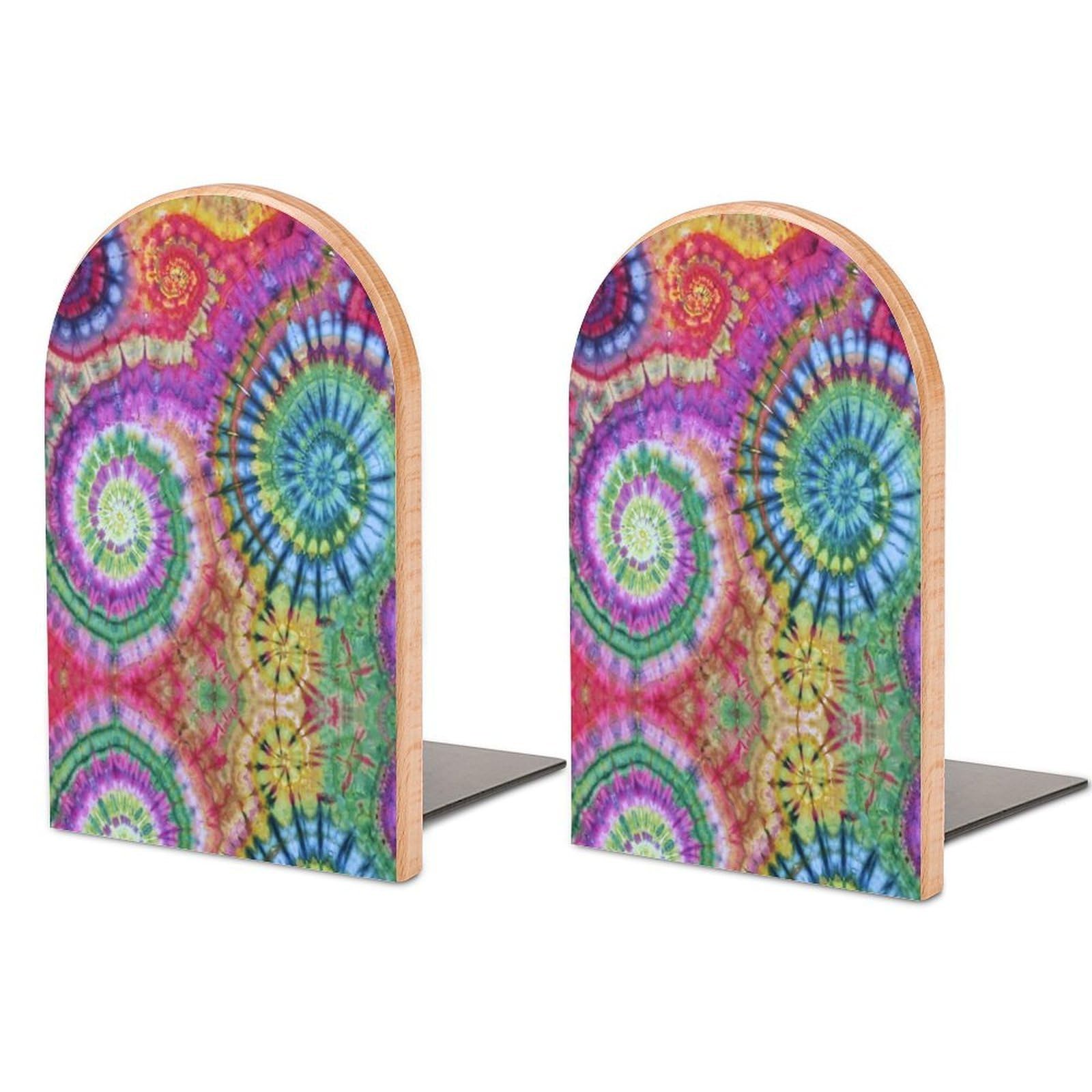 Tie Dye Pattern Book Ends for Shelves Bookends Bookshelf Holder Stand Books Stopper Home Office Decor