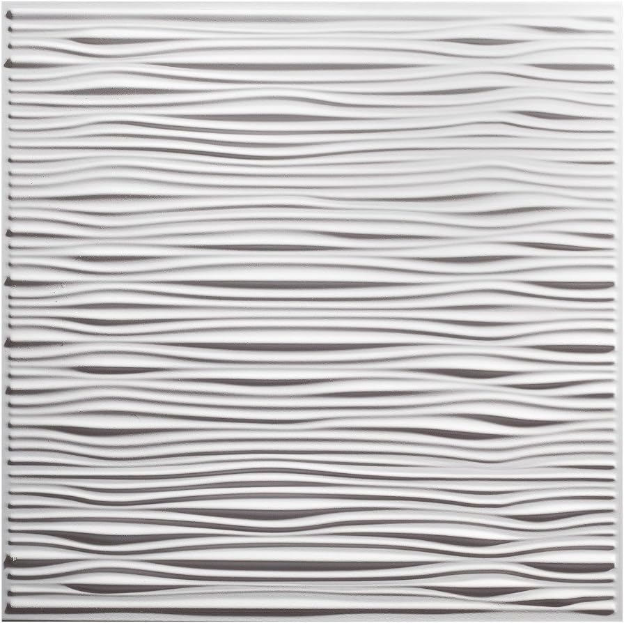 Genesis Drifts White Ceiling Tiles - Easy Drop-In Installation – Waterproof, Washable and Fire-rated - High-Grade PVC to Prevent Breakage (12" x 12" Sample)