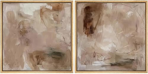 SIGNFORD Framed Canvas Print Wall Art Set Abstract Earthy Tones