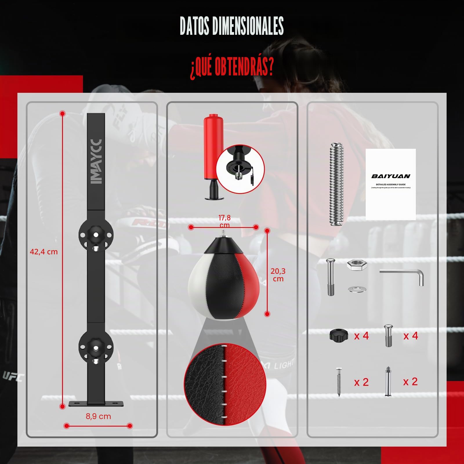 IMAYCC Speedball Boxing Bag - Bolsa de Boxeo con Soporte de Pared, Altura Ajustable, para Boxeo