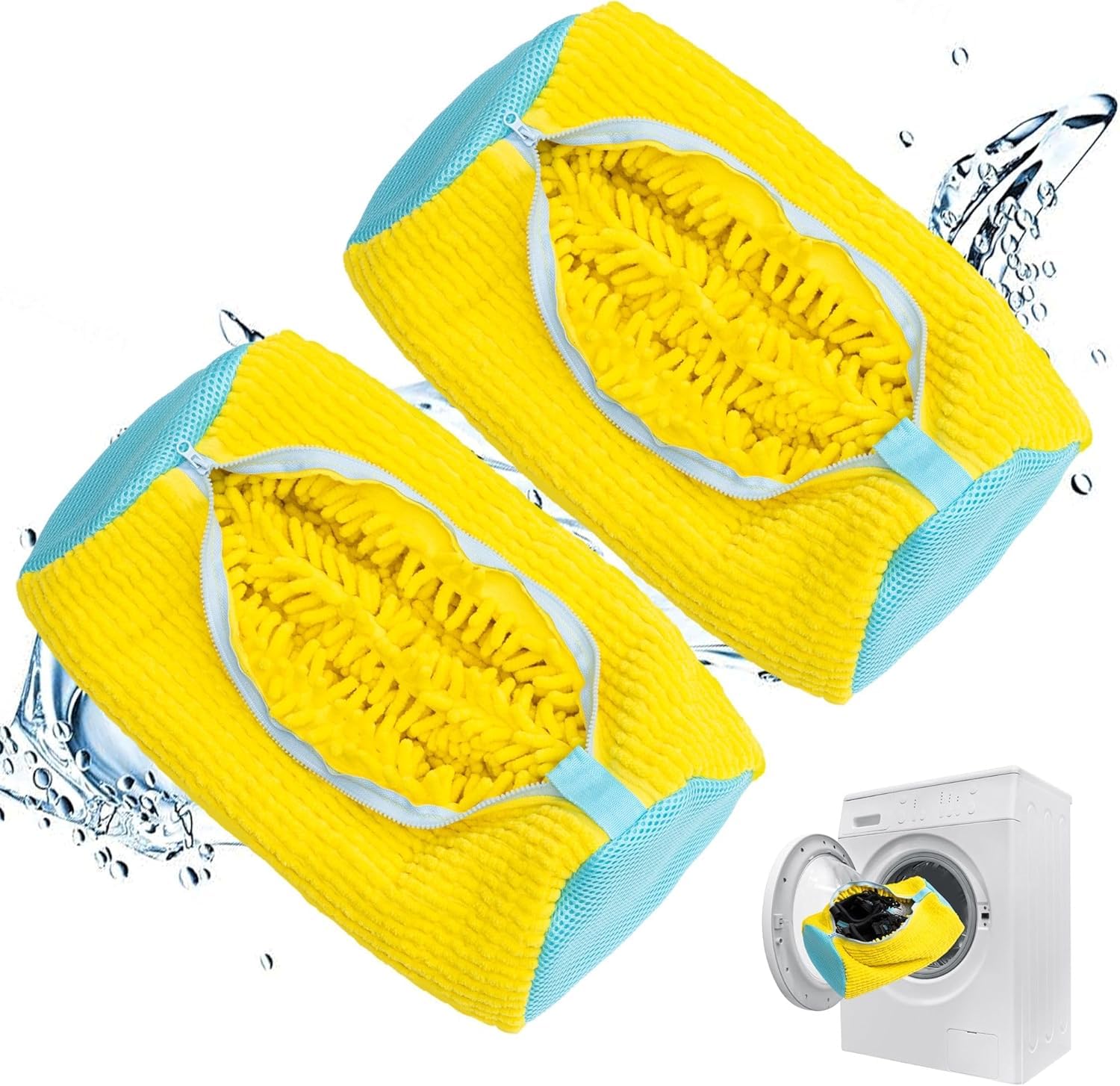 Pack of 2 Shoe Washing Machine Bag for Washer & Dryer, Reusable Mesh Laundry Bag with Side Zipper for Sneakers, Running Shoes, Toys & Socks, Durable 360° Cleaning Shoe Bag for All Shoe Sizes-image-47