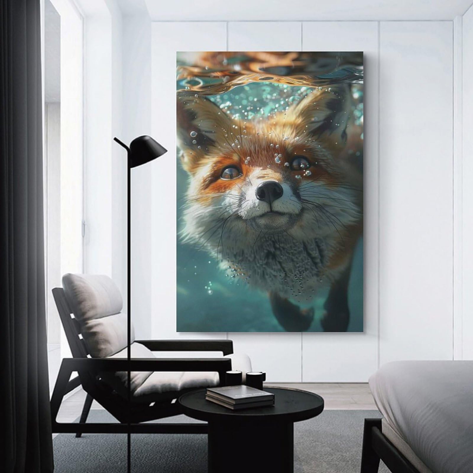 Junmoney Fox Sea Hanging Wall Art 08x12inch(20x30cm), for New Homes, Bedrooms Or Workspaces, Thoughtful Wall Decor for Art Lovers