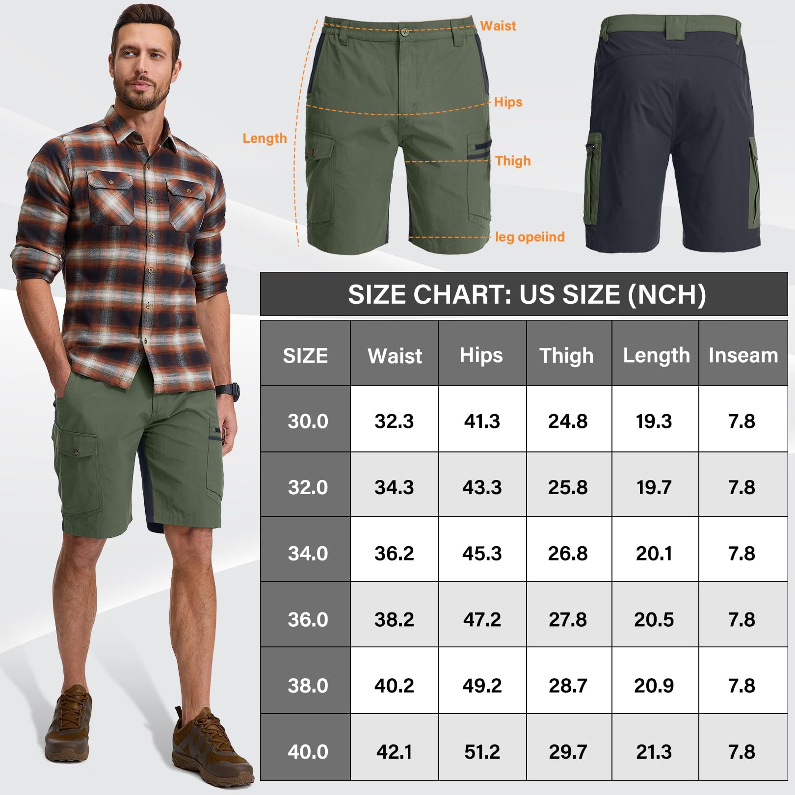 yeyity Pantaloni corti da trekking da uomo, ad asciugatura rapida, per attività all'aria aperta, traspiranti, da trekking, con tasche