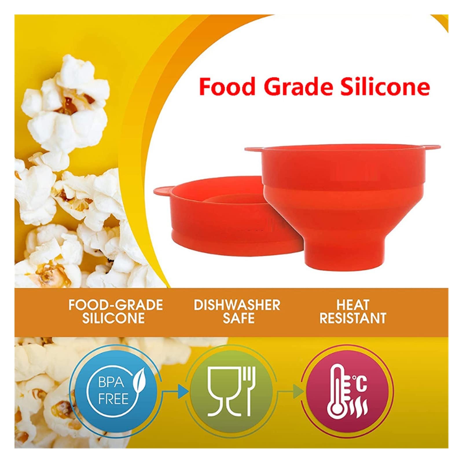 Popcorn Popper Mikrowelle Silikon Popcorn Maker Lebensmittel Klasse Faltbare Küche Einfache Werkzeuge Machen Popcorn Eimer Schüssel Mit Deckel Schalen