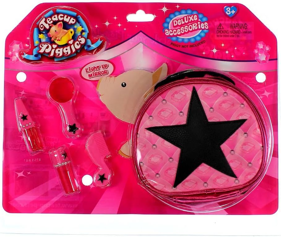 Teacup Piggies Deluxe Accessory Set Light Up Mirror with RANDOM DESIGN Carrier Bag