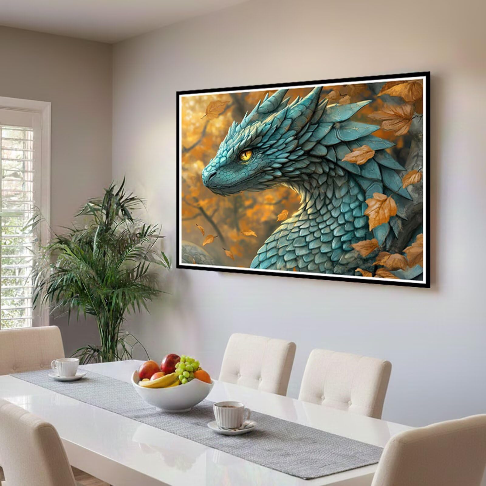 Dipingere con i Numeri Adulti Drago Dipingere con i Numeri Autunno Paint by Numbers Hobby Creativi Adulti Fai Da Te Tela di Pittura a Olio Kit, Decorazioni Donna Regalo 60x80cm Senza Cornice Y3-513