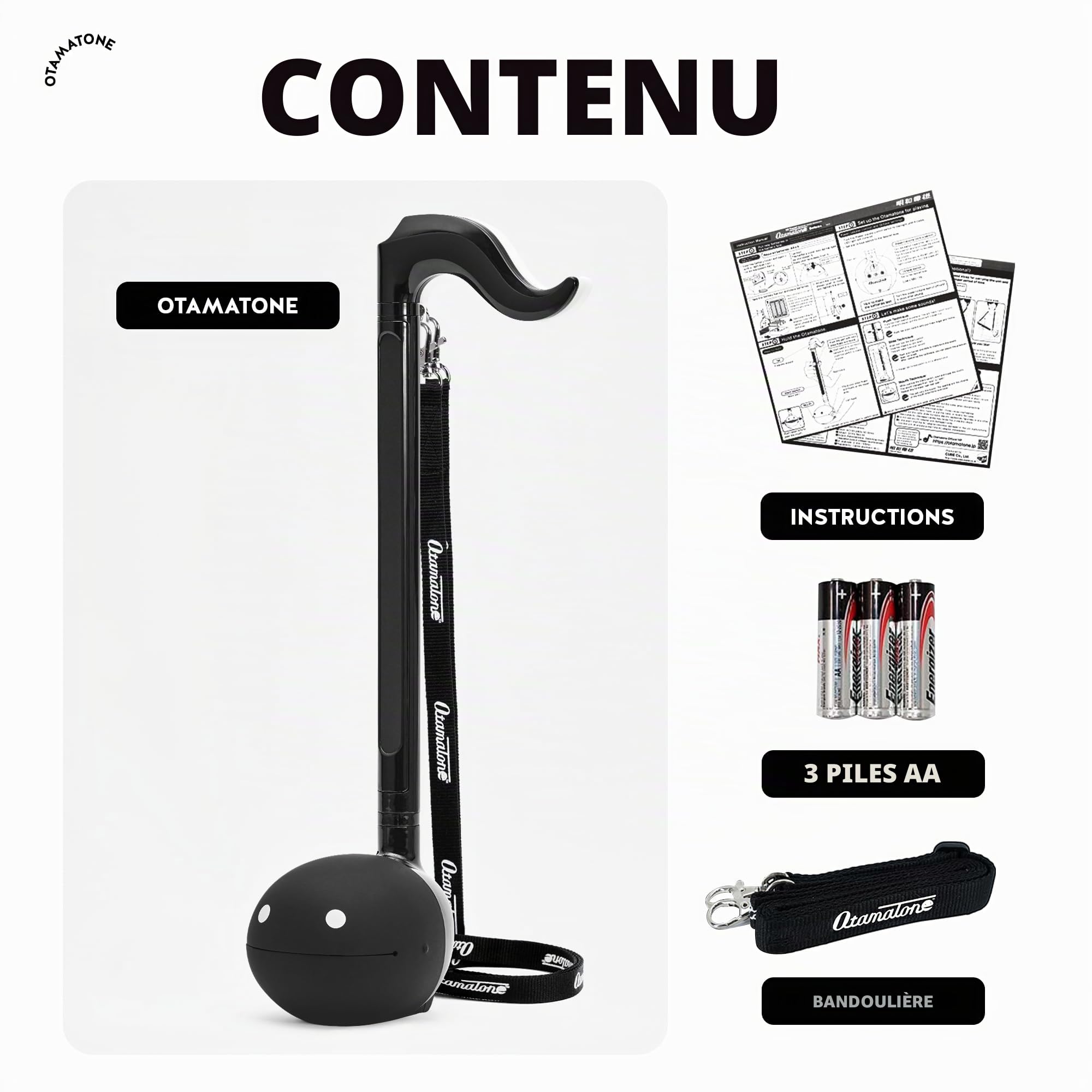 Otamatone Deluxe [Édition Anglaise] - Instrument de Musique Électronique Japonais, Synthétiseur Portable de Maywa Denki, Noir
