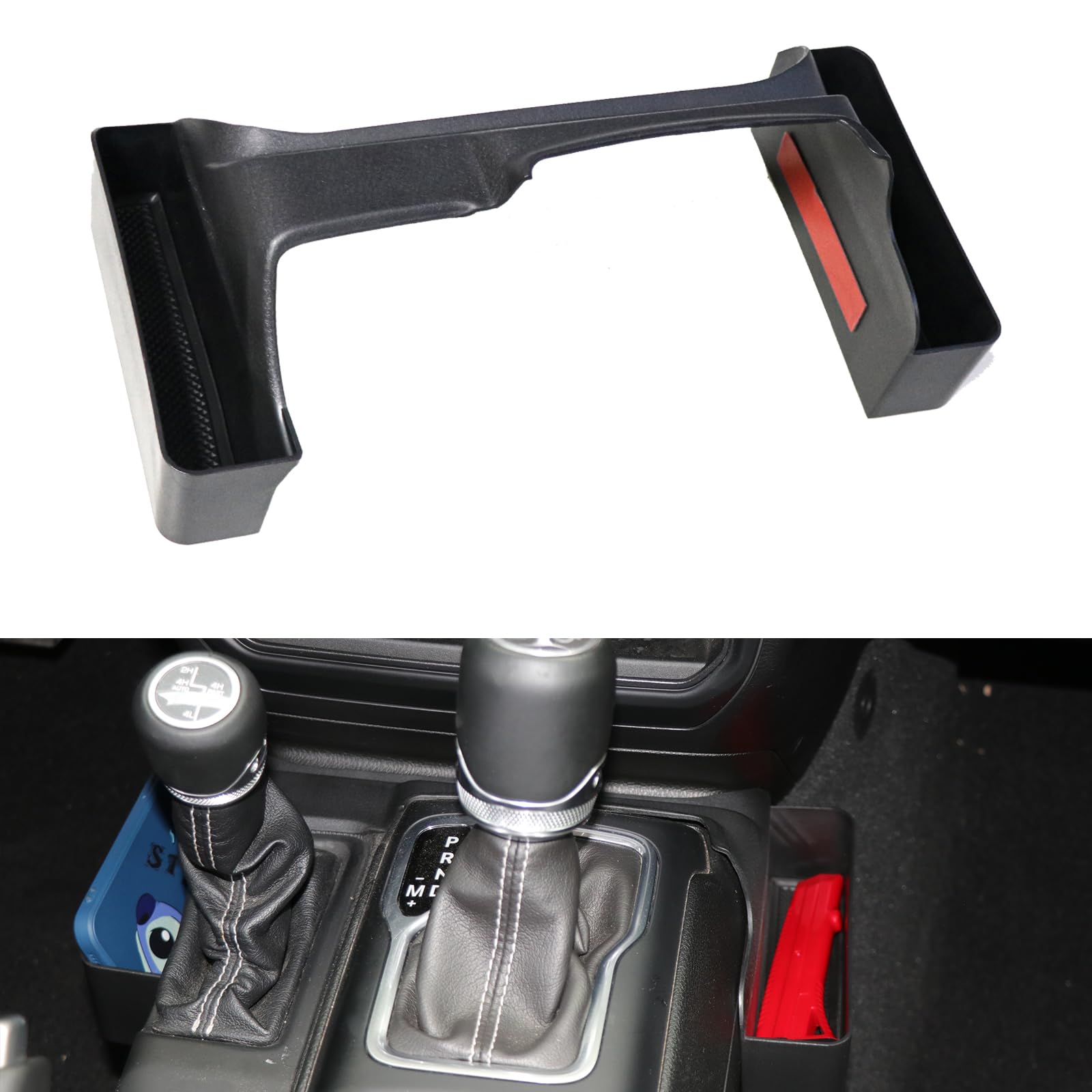 EASEORD Center Console Gear Shift Organizer Tray Compatible with Jeep Wrangler JL/JLU 2018-2024 and Gladiator JT 2020-2024, Interior Storage Box Accessories Shifter Storage Organizer (Not for JK/JKU)