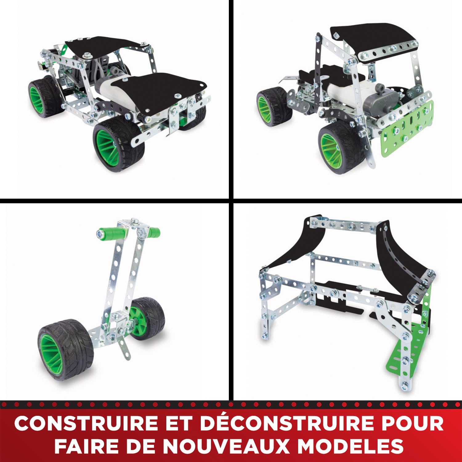 BANDAI - Meccano Mountain Rally 25 en 1 - Coffret de Construction 25 Modèles - 390 pièces, Moteur, Outils, Notice - Kit Activité Assemblage Voiture de Rallye - Jouet Enfant 10 Ans et + - APM11111