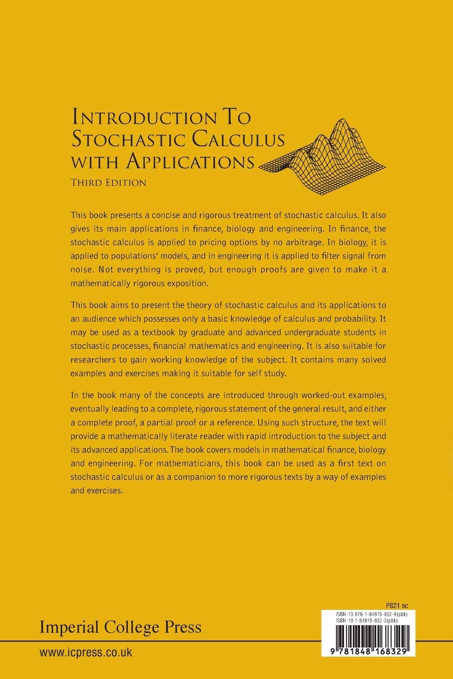 Introduction To Stochastic Calculus With Applications (3Rd Edition)