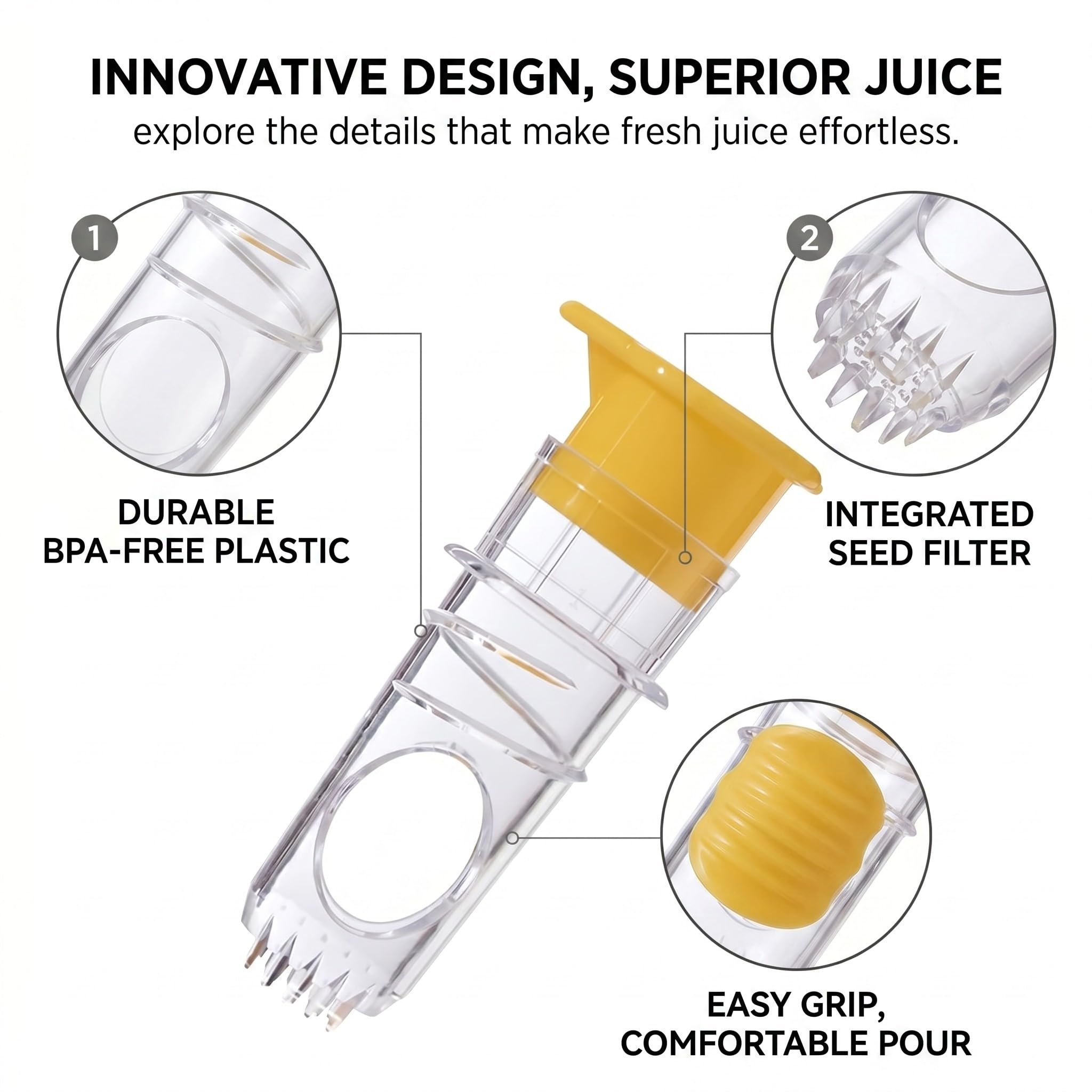 Exprimidores Manuales de Limón, Prensas para Cítricos con Tapa, Set de 2, Sin BPA, Lavables en Lavavajillas