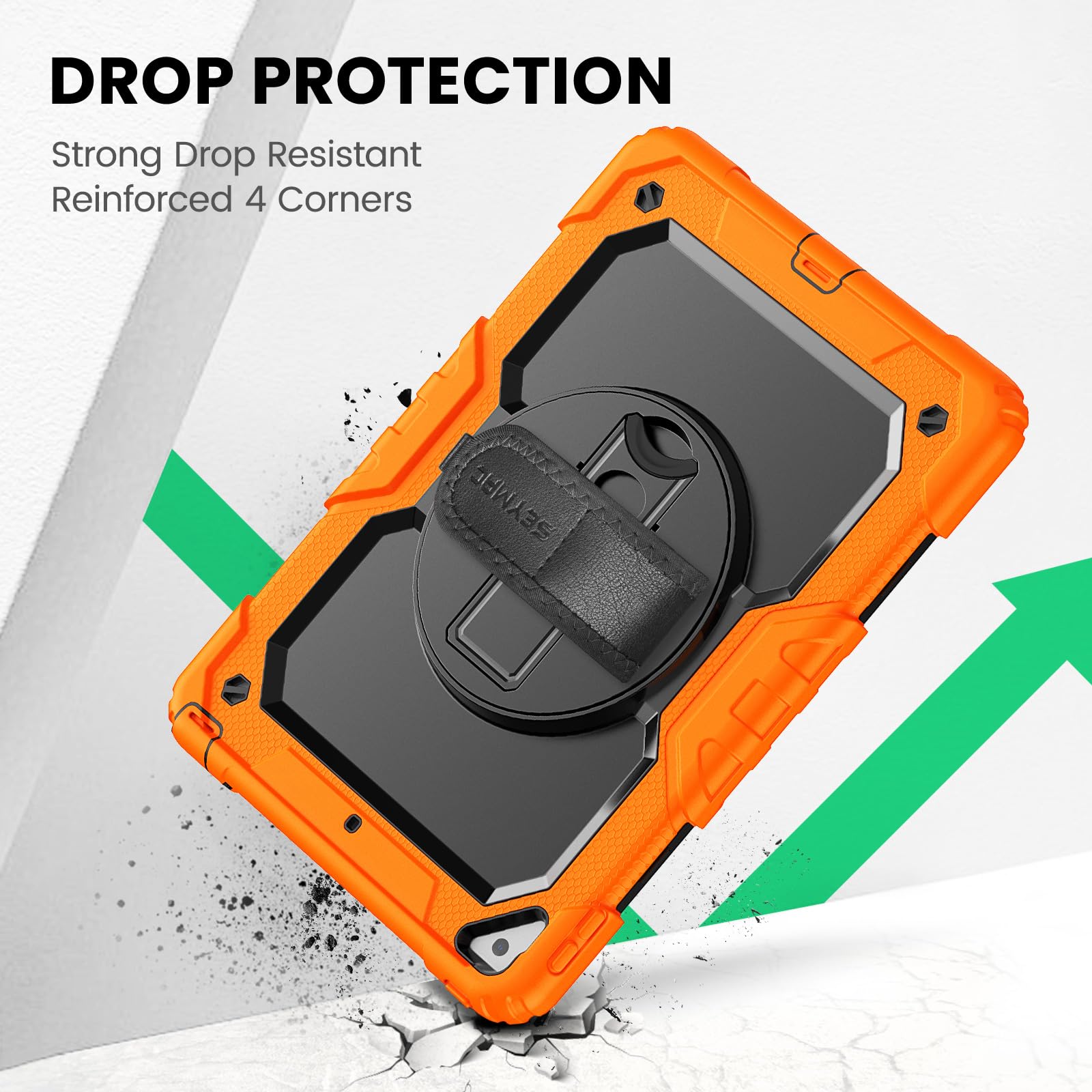 Seymac, custodia protettiva per iPad Air 3/Pro da 10,5 pollici, resistente, antiurto, con pellicola proteggi schermo, supporto girevole a 360°, cinghia da mano/tracolla per iPad Air di terza